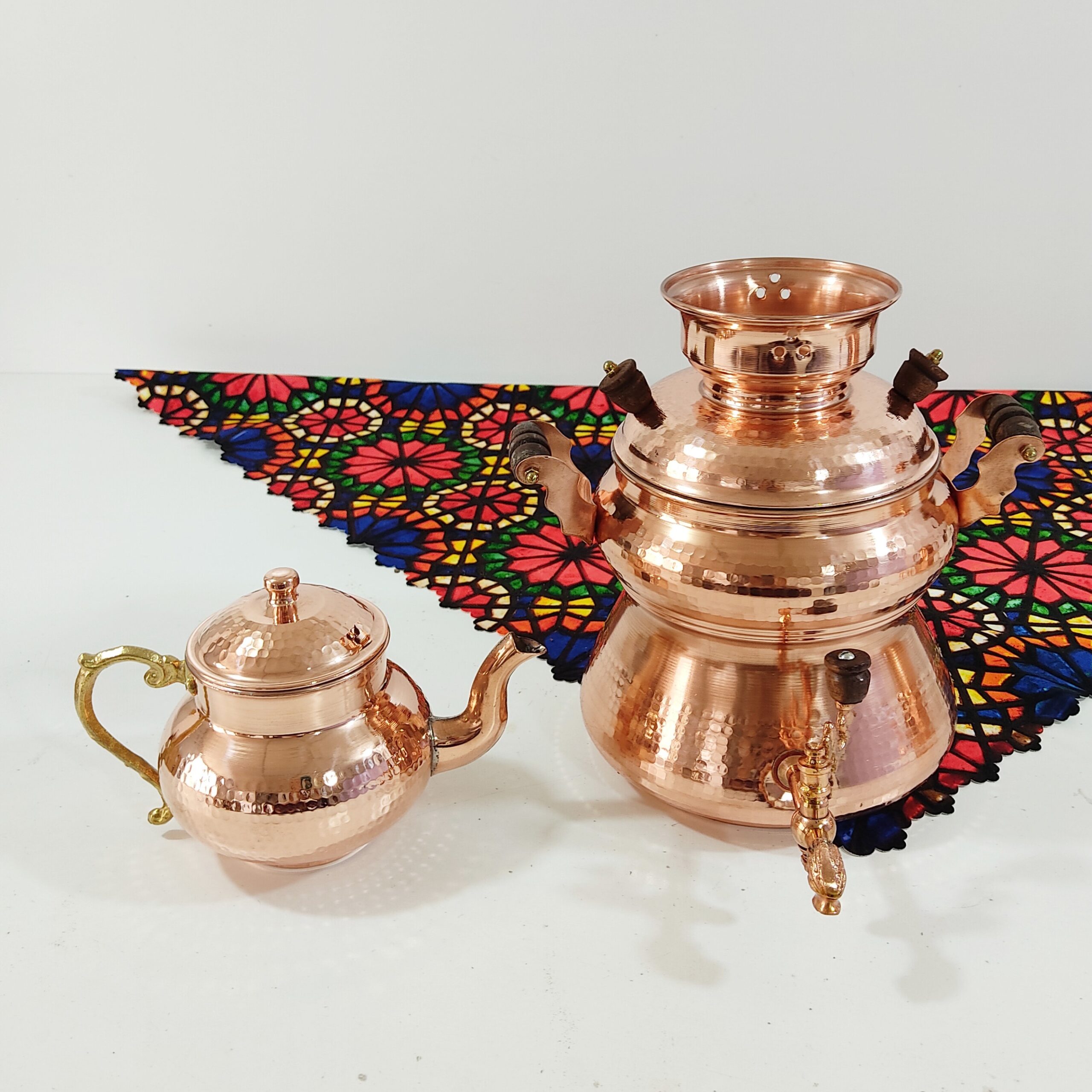 Persian Copper Stovetop Samovar Tea Maker with Teapot Model Abeeha