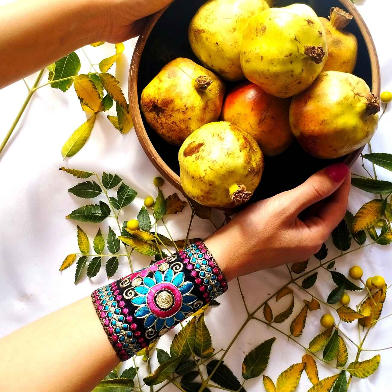 Persian Embroidered Bracelet – Handcraft Chic & Luxe with Flower Design