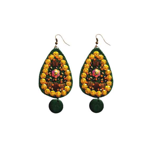 Persian Embroidered Earring Boho Style with Floral Design Suitable for Celebration
