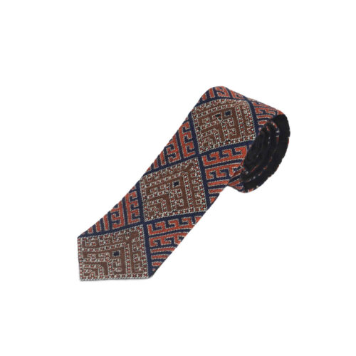 Persian Embroidered Men’s Necktie with Handcrafted Detail Brown