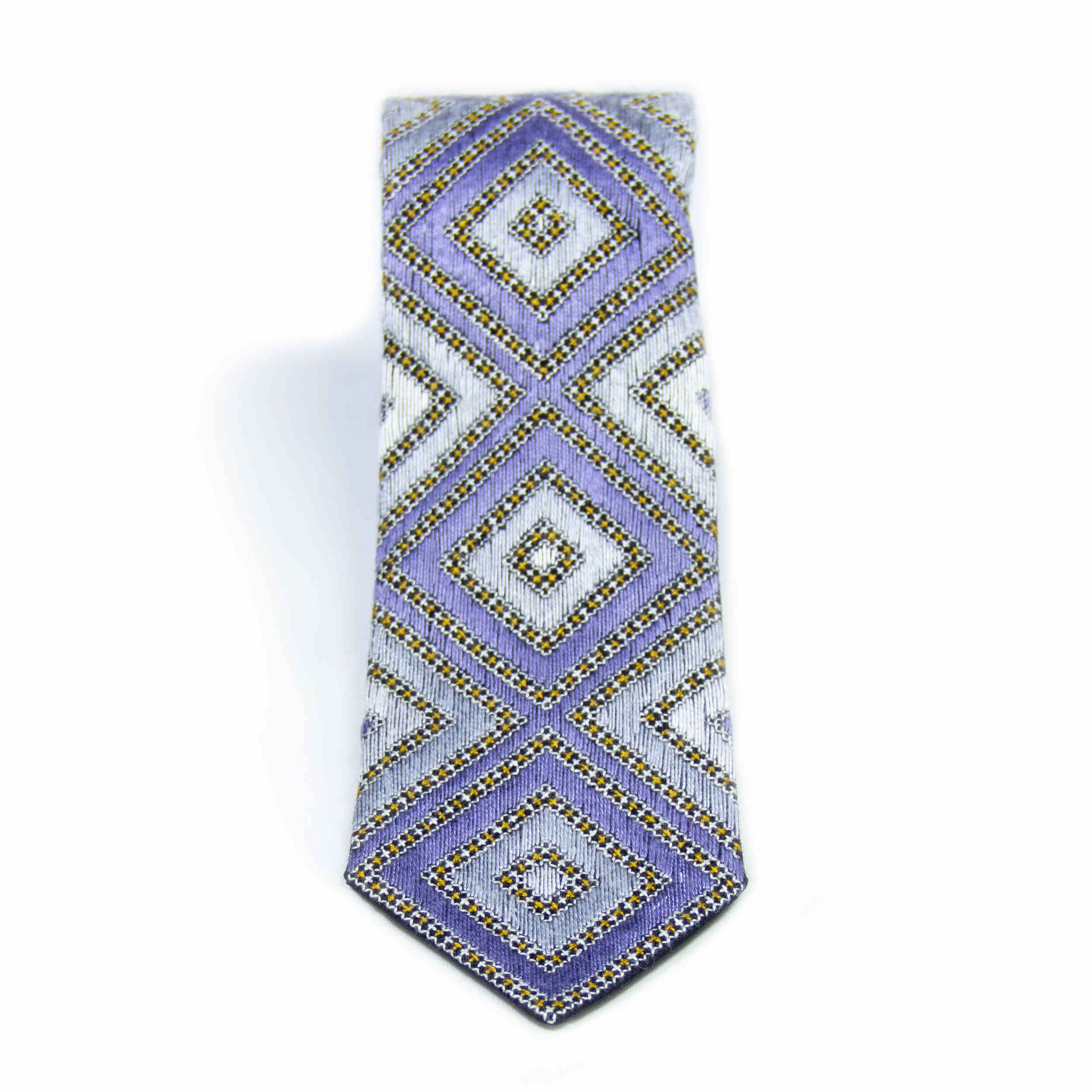 Persian Embroidered  Men’s Necktie in Purple – Fusion of Tradition, Texture & Timeless Style