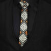 Persian Embroidered Men's Necktie with Handcrafted Detail & Geometric Design