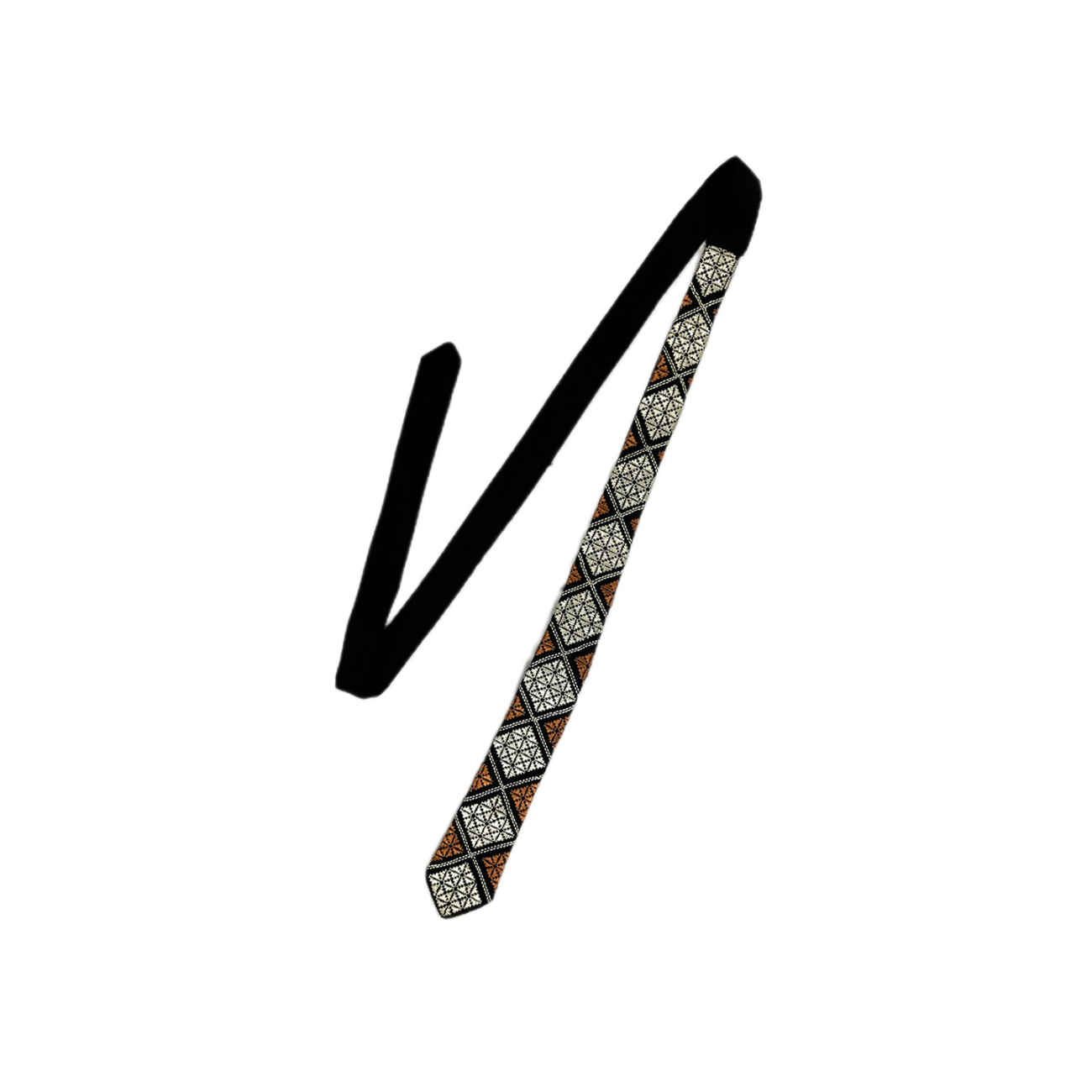 Persian Embroidered Men’s Necktie with Handcrafted Detail & Geometric Design