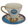 Persian Espresso Cup with Saucer – Porcelain in Evil Eye Design & Demitasse Style – (set of 6)