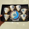 Persian Espresso Cup with Saucer – Porcelain in Evil Eye Design & Demitasse Style – (set of 6)