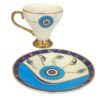 Persian Espresso Cup with Saucer – Porcelain in Evil Eye Design & Demitasse Style – (set of 6)
