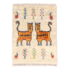 Persian Gabbeh Rug with Wool Handwoven in Shiraz Cats in Cream
