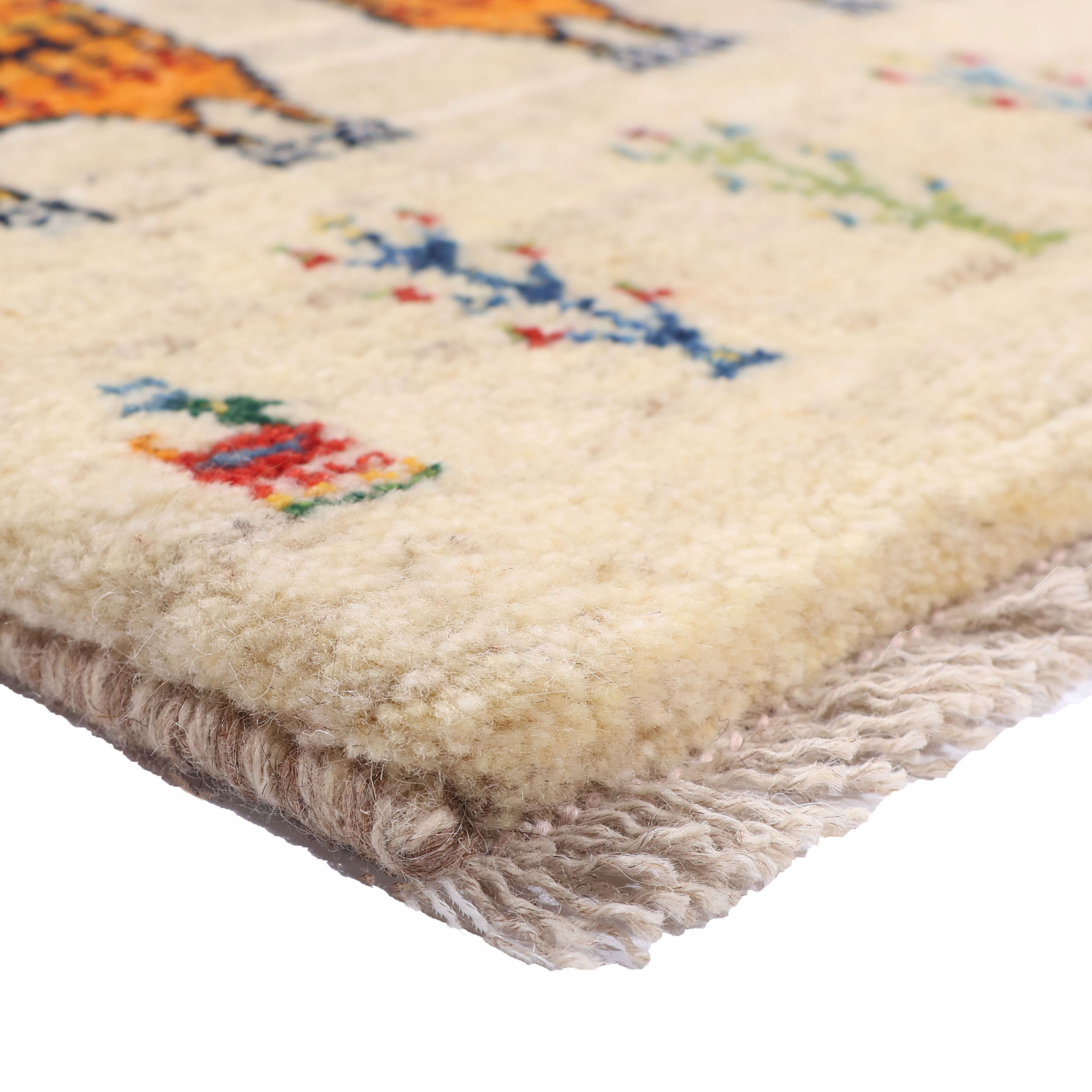 Persian Gabbeh Rug with Wool Handwoven in Shiraz Cats in Cream