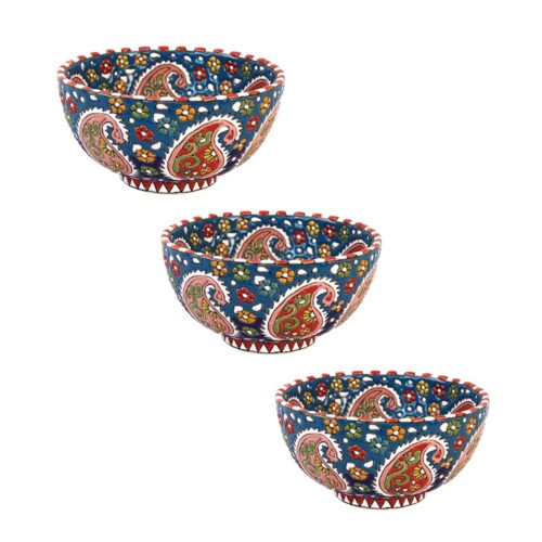 Persian Handicraft Artistic Pottery Decorative Bowl – Perfect for Gifting (Set of 3)