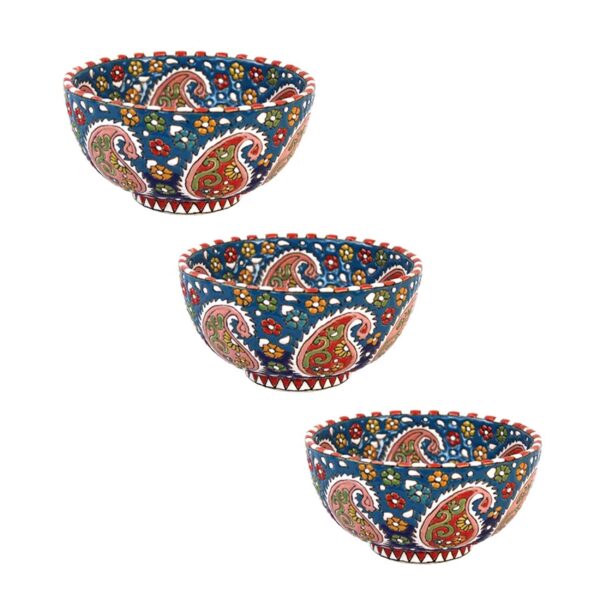 Persian Handicraft Artistic Pottery Decorative Bowl - Perfect for Gifting (Set of 3)