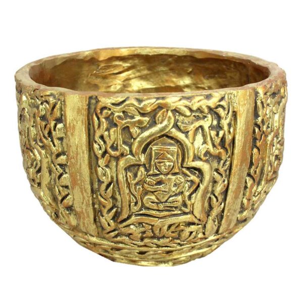 Persian Handcraft Artistic Pottery Bowl - Engraved Design in Gold