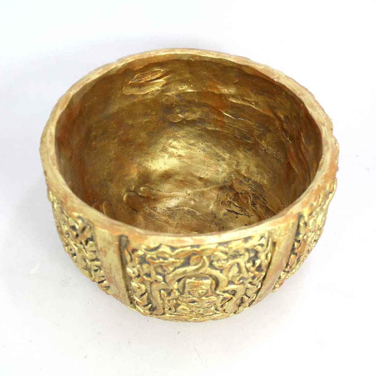 Persian Handcraft Artistic Pottery Bowl – Engraved Design in Gold