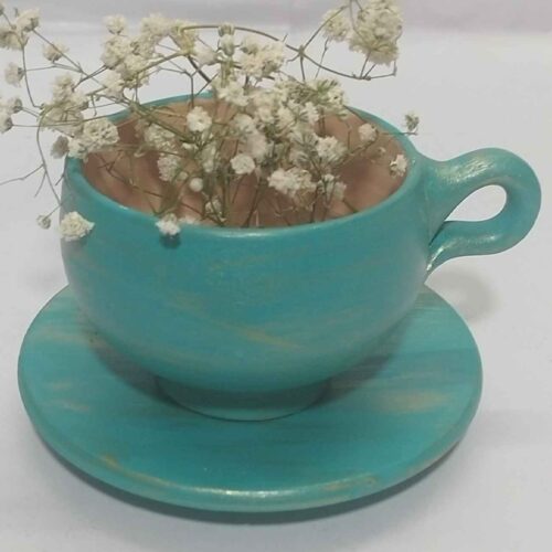 Persian Handcraft Pottery Teacup & Saucer for a Cozy Tea-Drinking Experience