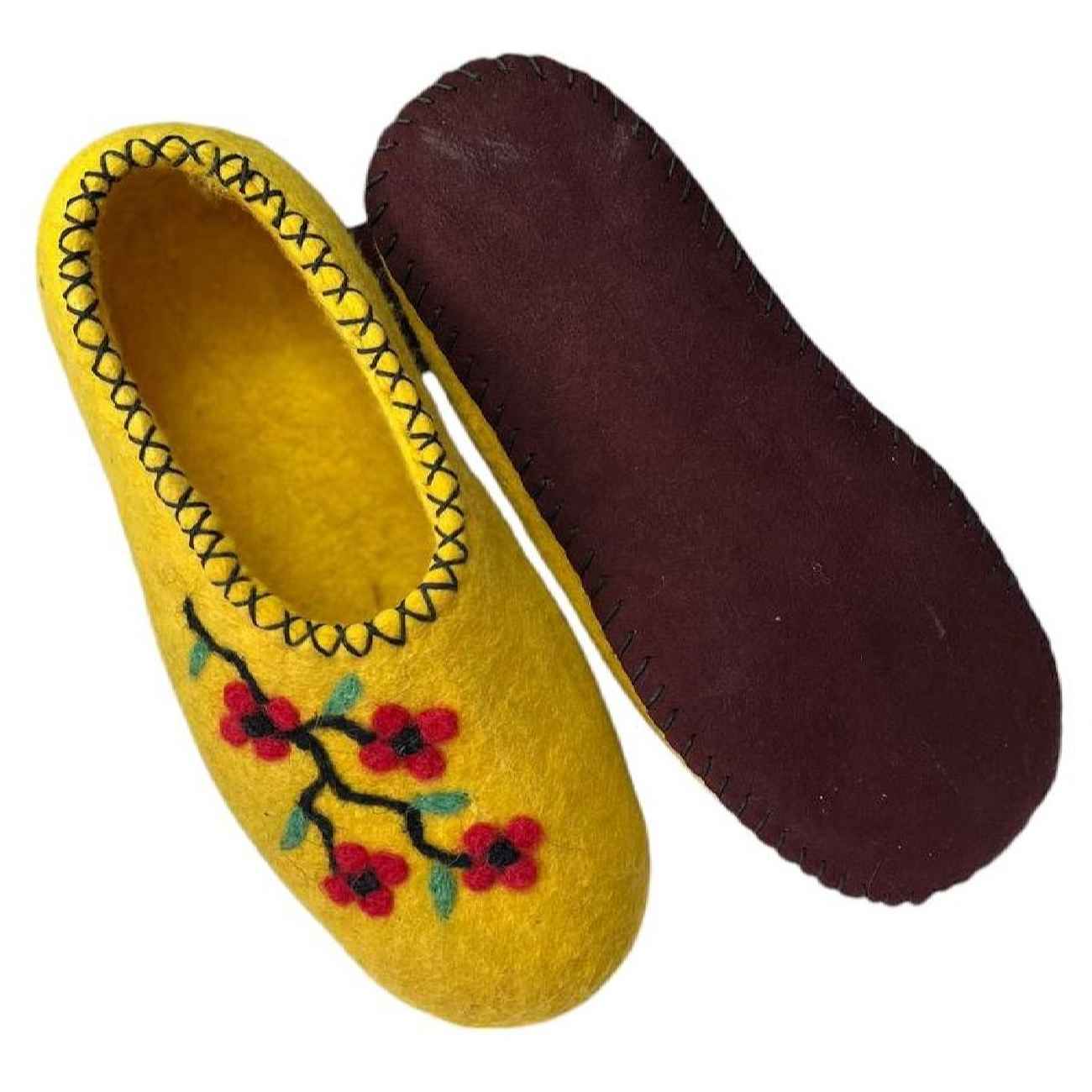Persian Handcrafted Soft Wool Slipper for Women with Flower Design