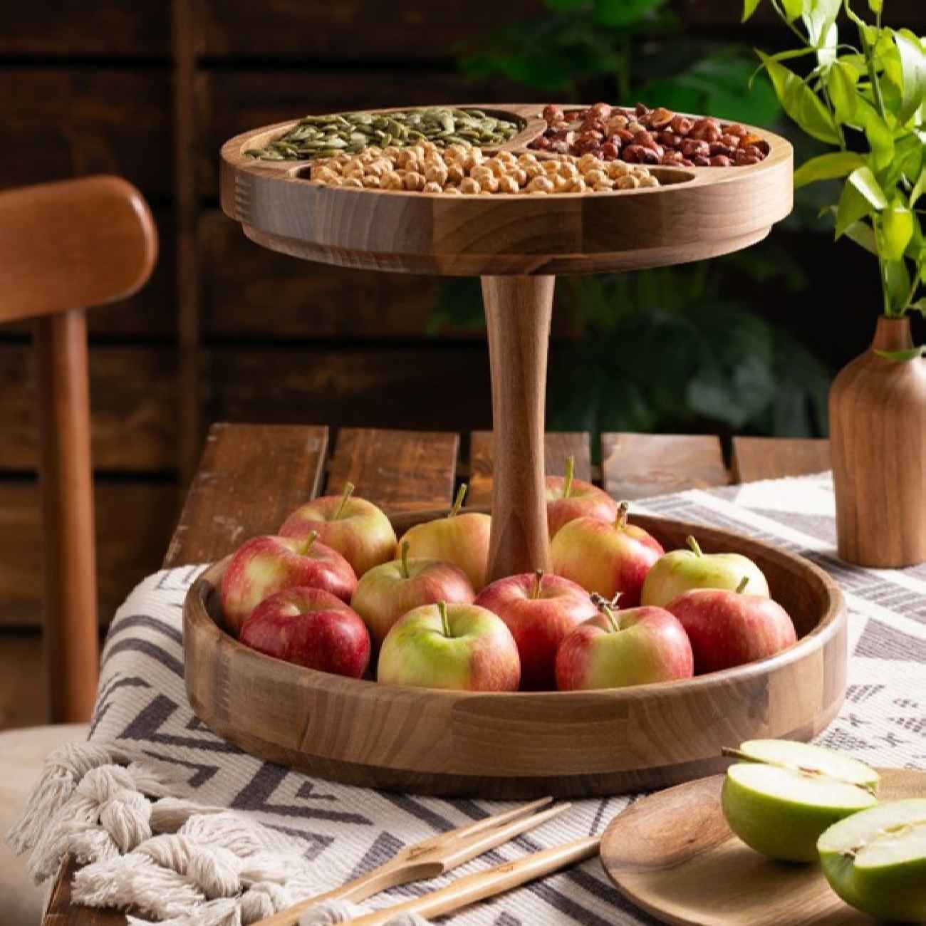 Persian Wooden Serving Stand – Tiered and Efficient
