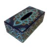 Wooden Tissue Box in Blue with Flower & Heart Design