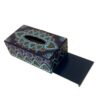 Wooden Tissue Box in Blue with Flower & Heart Design
