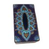 Wooden Tissue Box in Blue with Flower & Heart Design