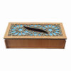 Wooden Tissue Box Cover with Geometric Design in Brown
