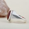 Persian Handmade Men's Silver Ring with Yemeni in Red Agate Stone