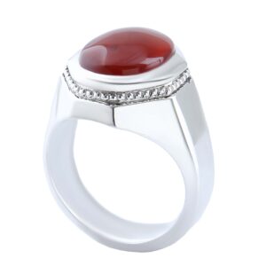 Persian Handmade Men’s Silver Ring with Yemeni in Red Agate Stone