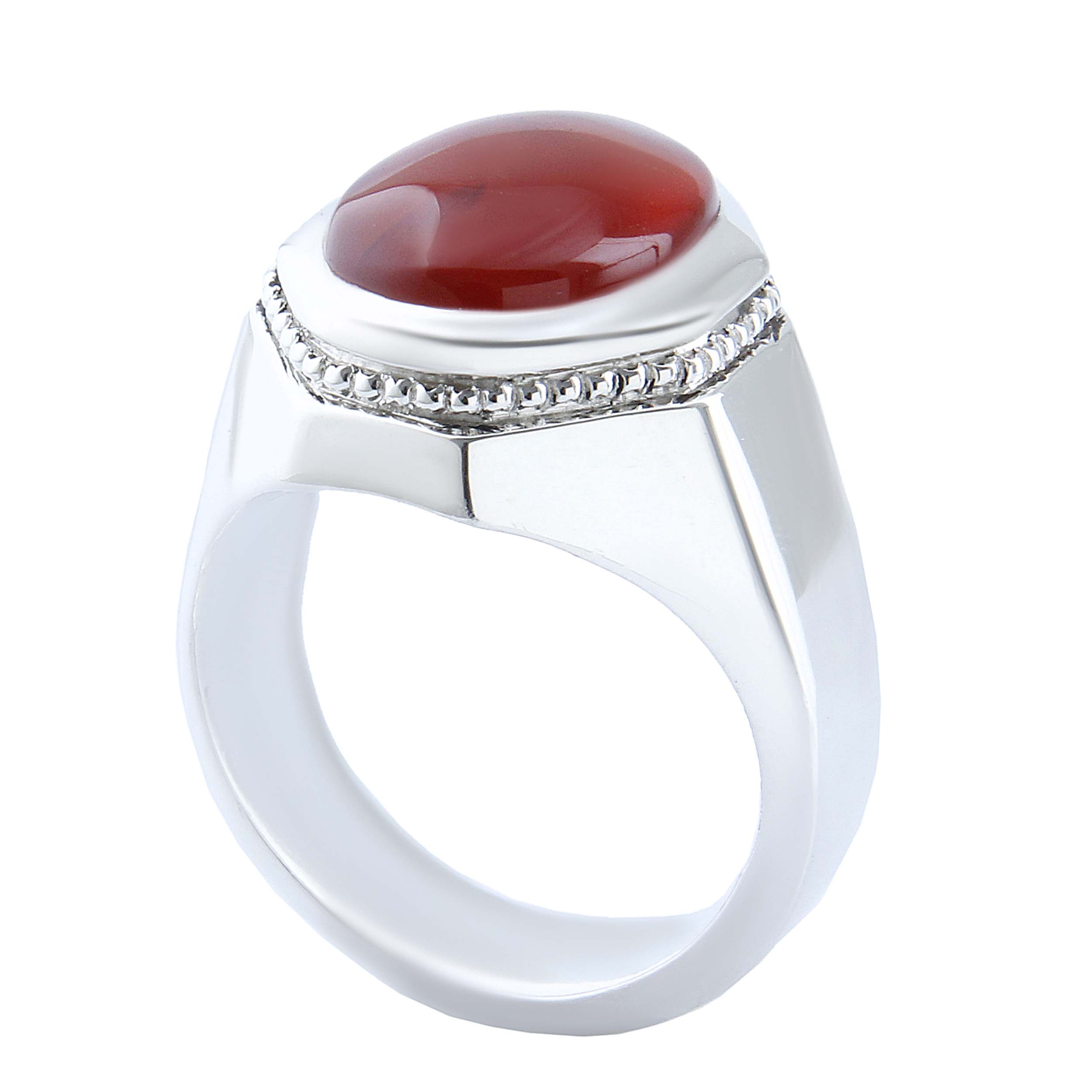Persian Handmade Men's Silver Ring with Yemeni in Red Agate Stone