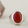 Persian Handmade Men's Silver Ring with Yemeni in Red Agate Stone