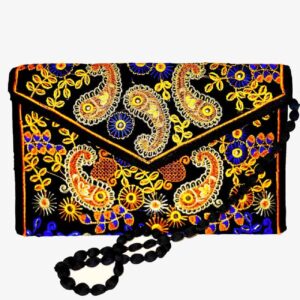 Persian Handmade Women’s Clutch Bag – Suzani Embroidery with Paisley Design