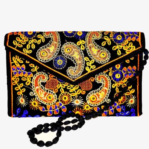 Persian Handmade Women’s Clutch Bag – Suzani Embroidery with Paisley Design