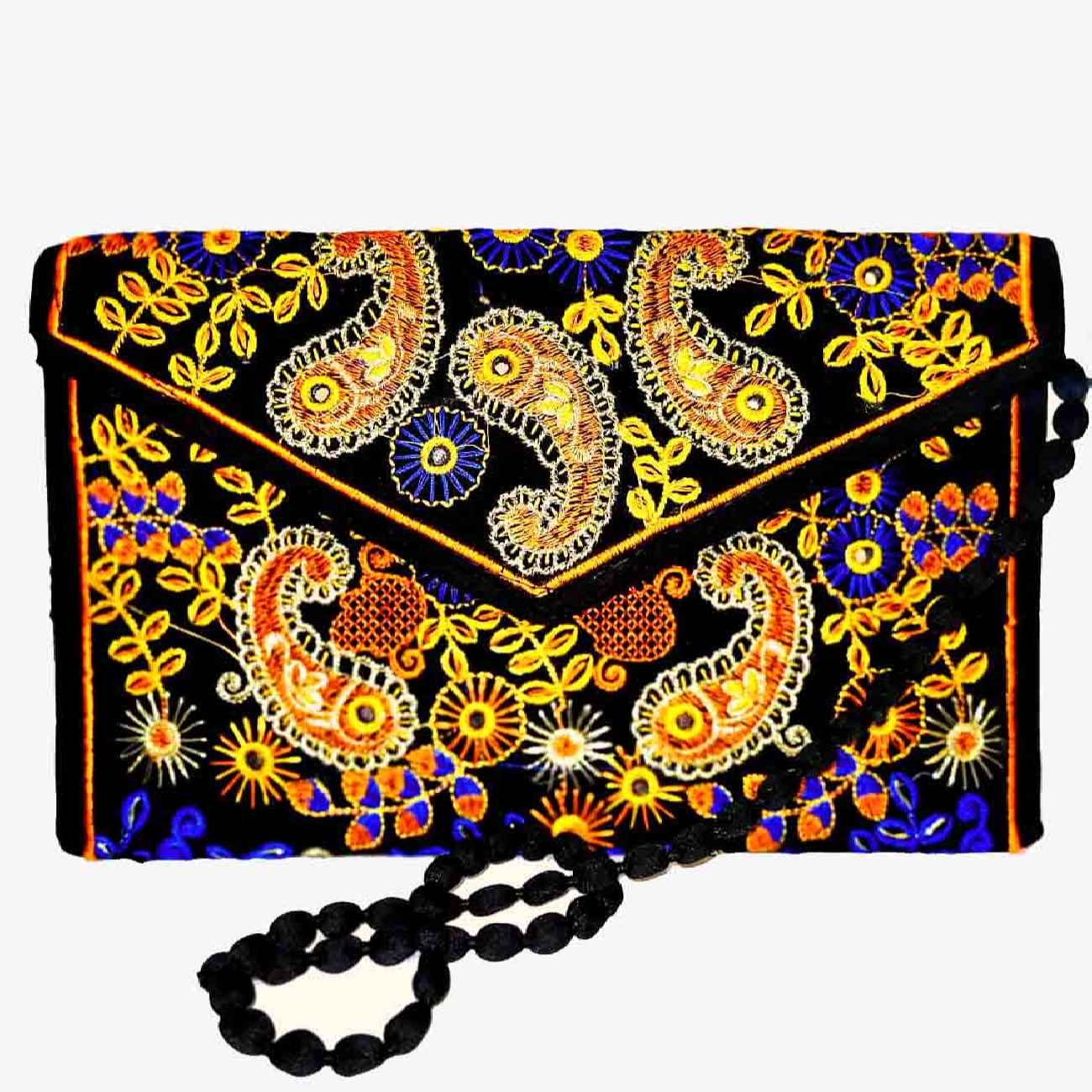 Persian Handmade Women’s Clutch Bag - Suzani Embroidery with Paisley Design
