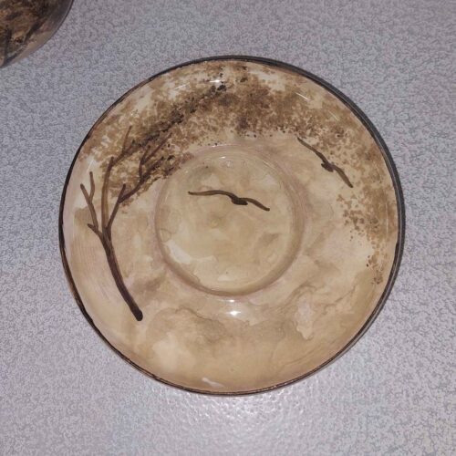 Persian High-Quality Pottery Teacup & Saucer with Tree Design