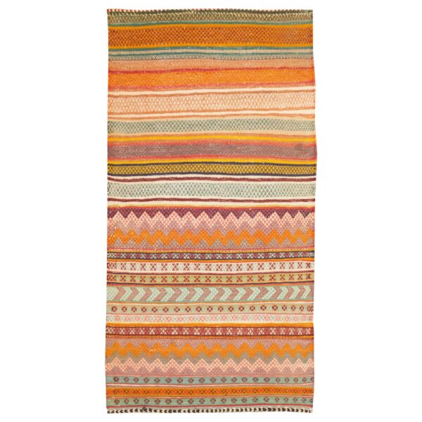 Persian Jajim Rug Flat-Woven in Fars Traditional Striped Orange