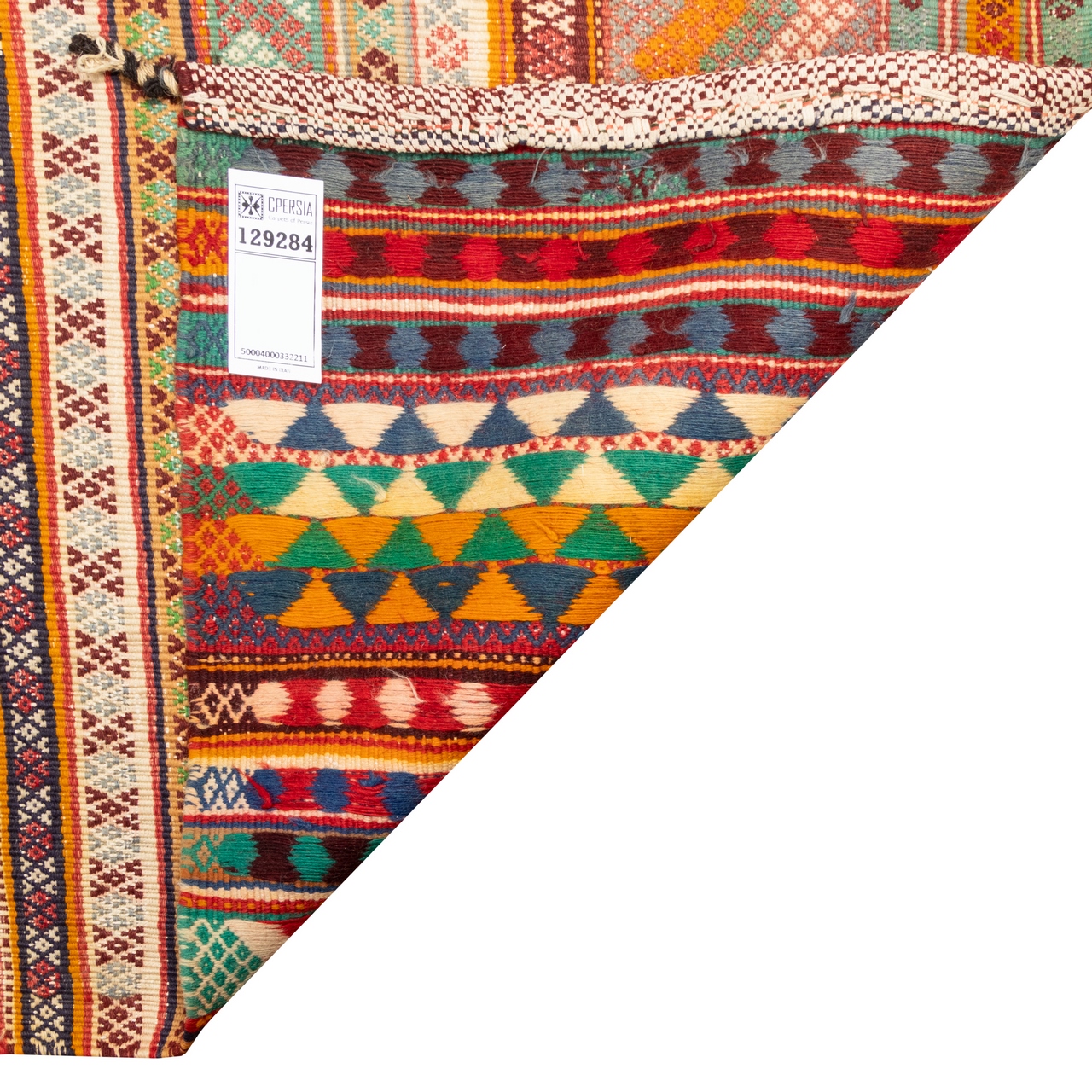 Persian Jajim Rug Flat-Woven in Fars Traditional Striped Orange