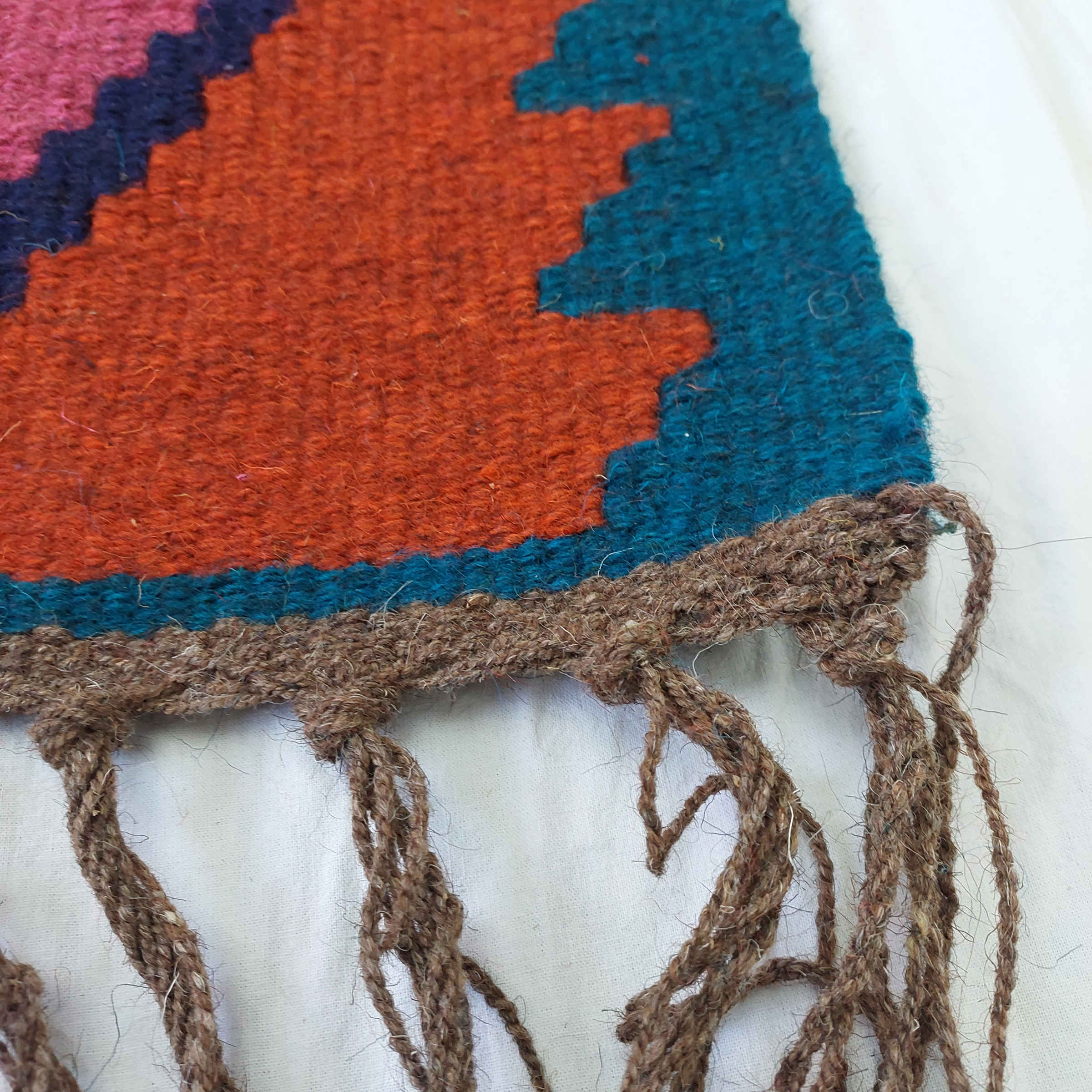 Persian Kilim Wool Rug Handwoven in Zanjan Geometric Brick Red