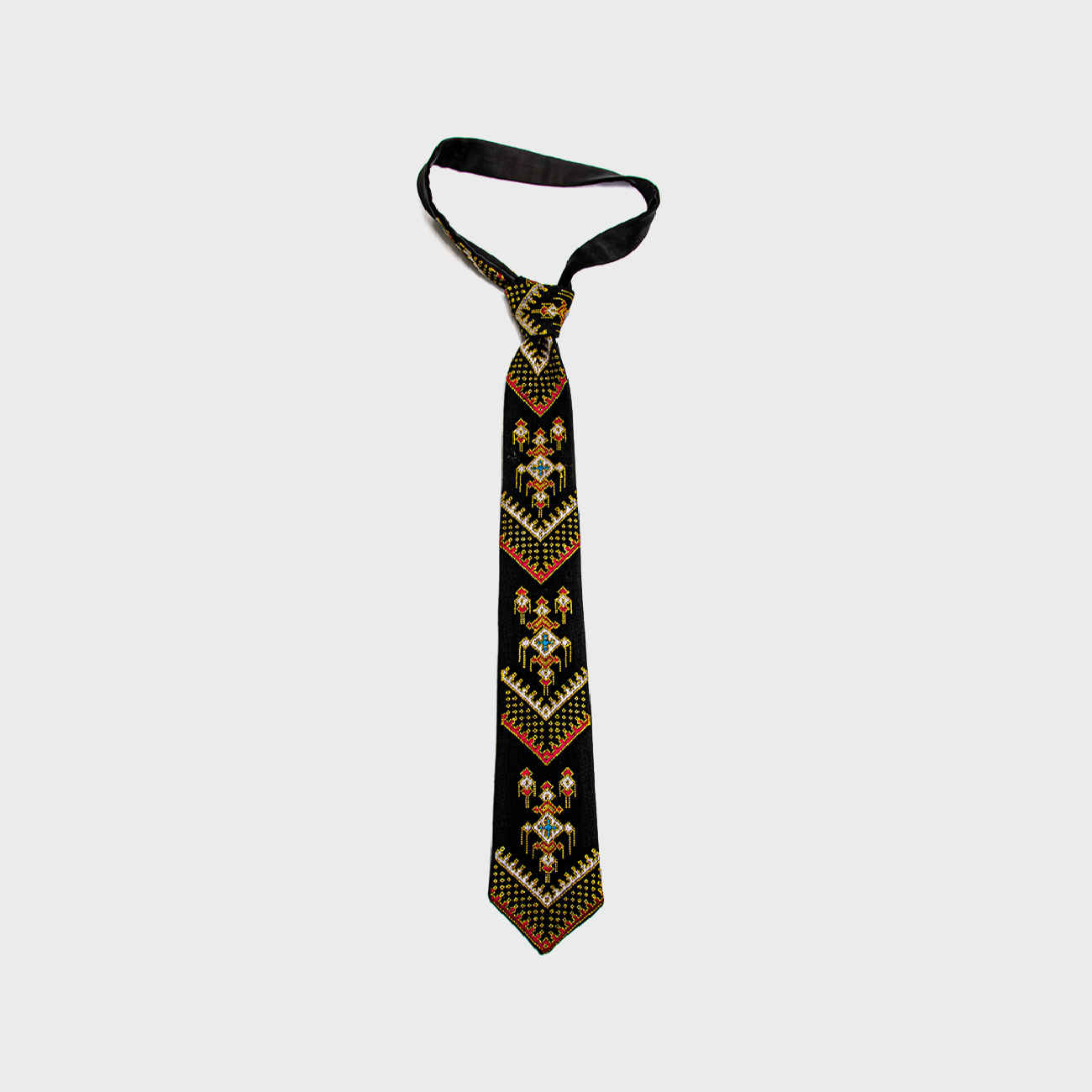 Persian Men’s Necktie – Traditional Intricate Embroidered in Black