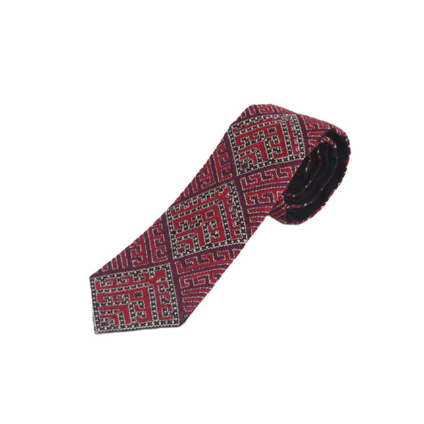 Persian Men's Necktie - Traditional Intricate Embroidered in Red