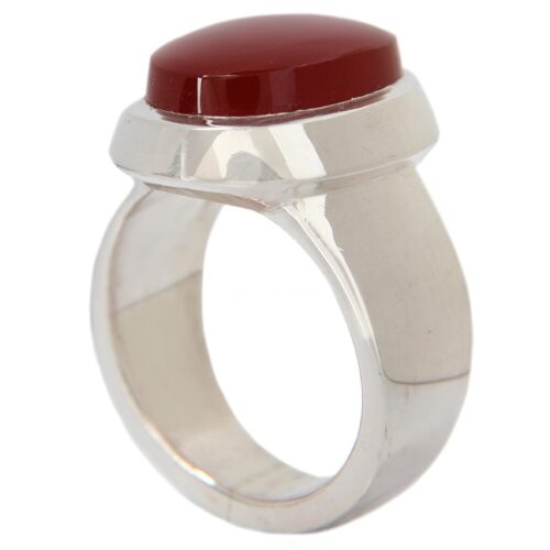 Persian Men’s Silver Ring with Yemeni Agate, Handmade Collector Model