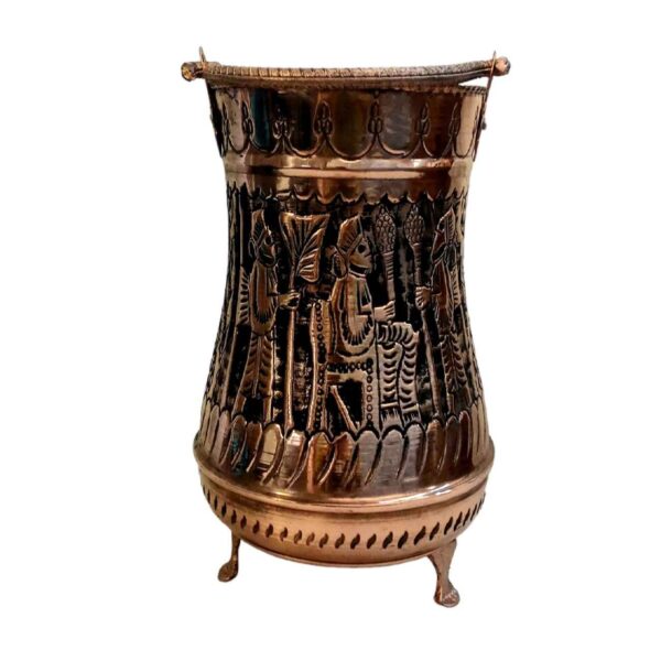 Persian Nano-Coated Copper Waste Basket with Embossed Achaemenid Design