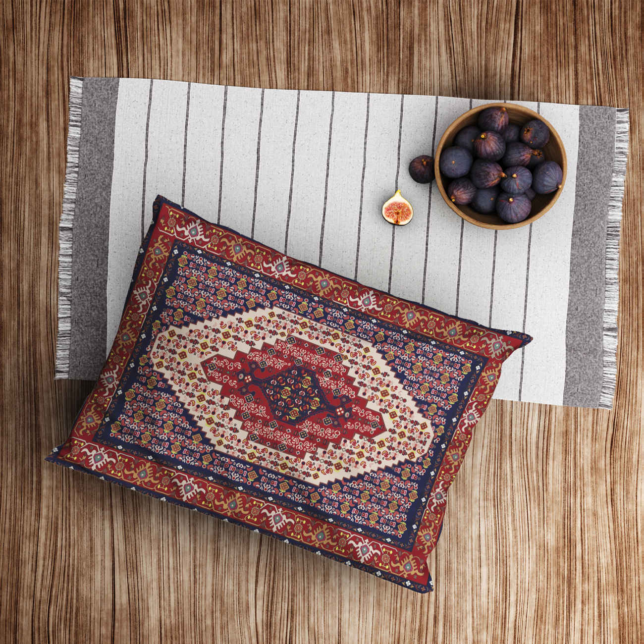Persian Pillowcase with Traditional Carpet Design and Velvet Material (pack of 2)