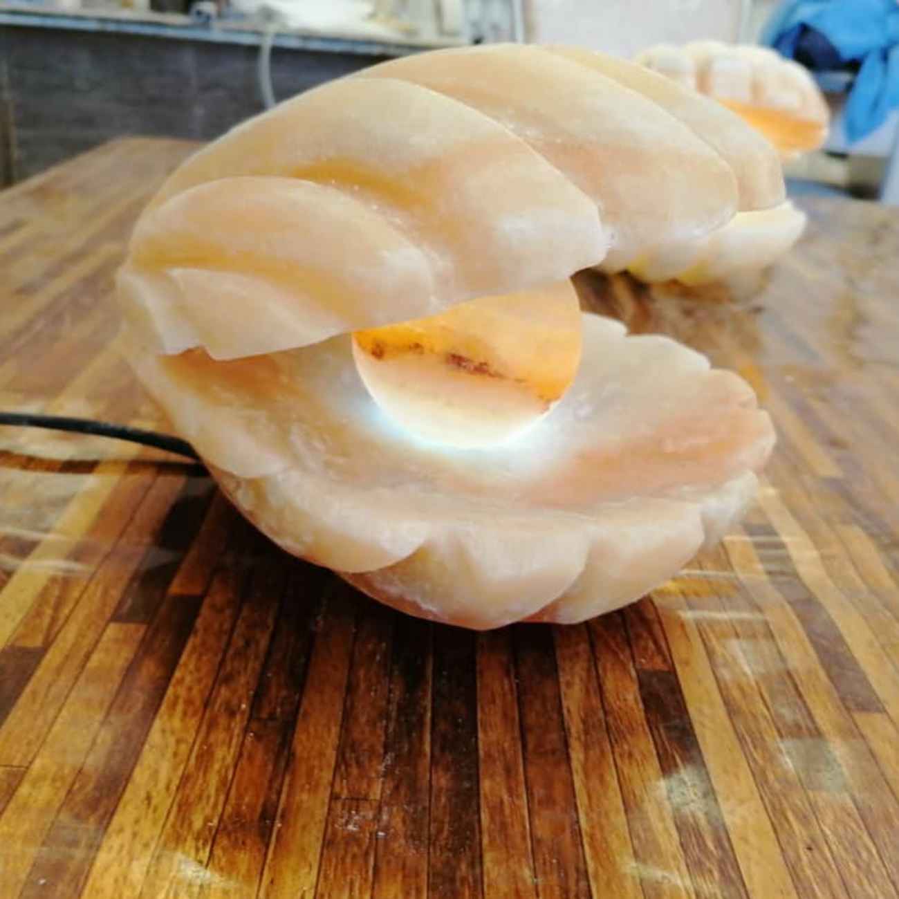 Persian Salt Rock Lamp for Natural Wellness – Perfect Gift for Stress Relief with Shel Design