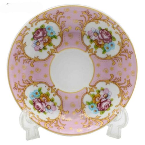 Persian Tea Saucer – Porcelain with Four-Flower Model (Set of 6)