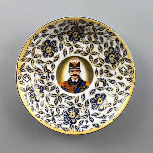 Persian Tea Saucer – Porcelain with Naser al-Din Shah Design (Set of 6)