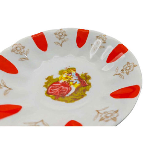 Persian Tea Saucer – Porcelain with Layla and Majnun Design (Set of 6)