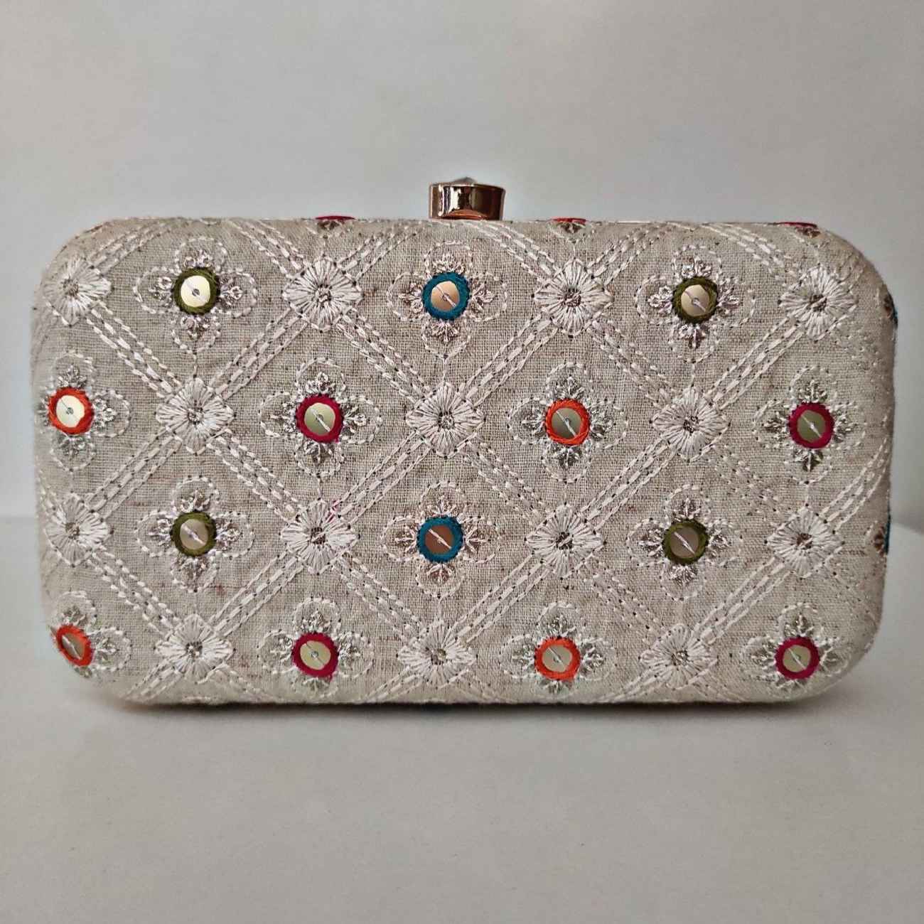 Persian Women’s Clutch Bag - Suzani Embroidery in Golden Suitable for Party & Celebration