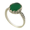Persian Women's Silver Agate Ring - with Wheat Cluster Design & Green Gemstone
