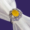 Persian Women's Silver Ring Agate Sharf al-Shams Model with Flower Design