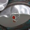 Persian Women's Silver Ring Agate with Red Gemstone & Flower Design