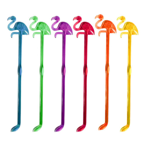 Plastic Bar Spoon – Perfect for Stirring & Layering with Flamingo Design Pack of 6