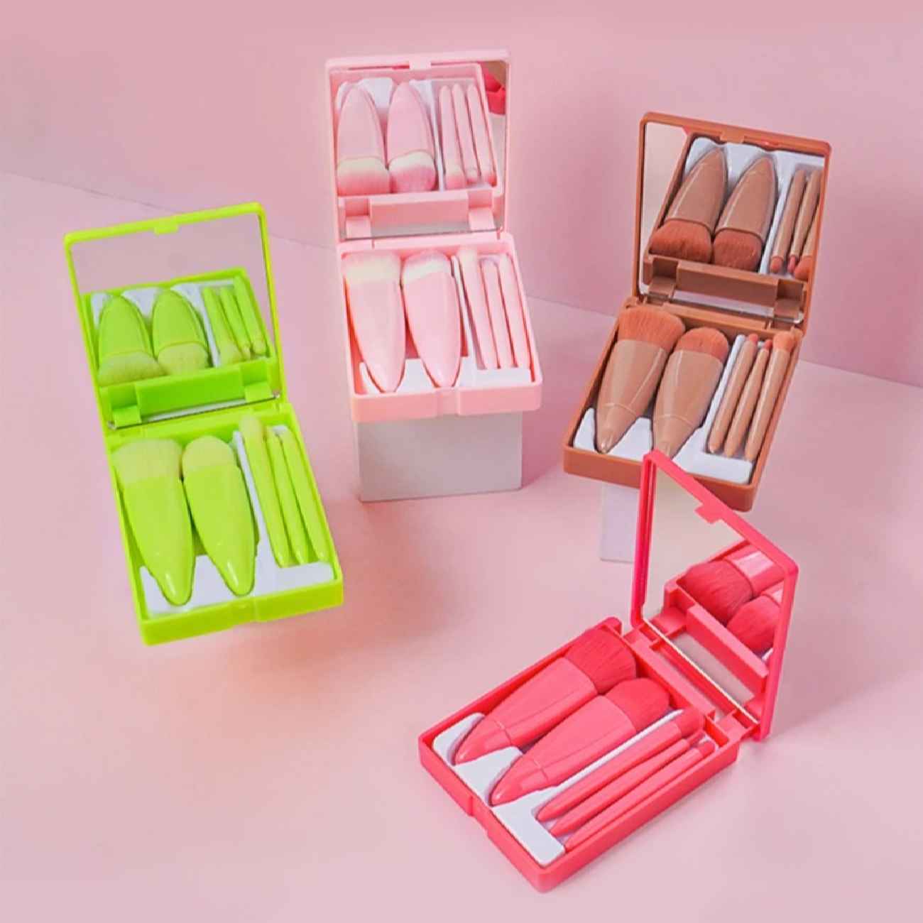 Portable Cosmetic Brush Set with Mirror – Perfect for Everyday and Travel