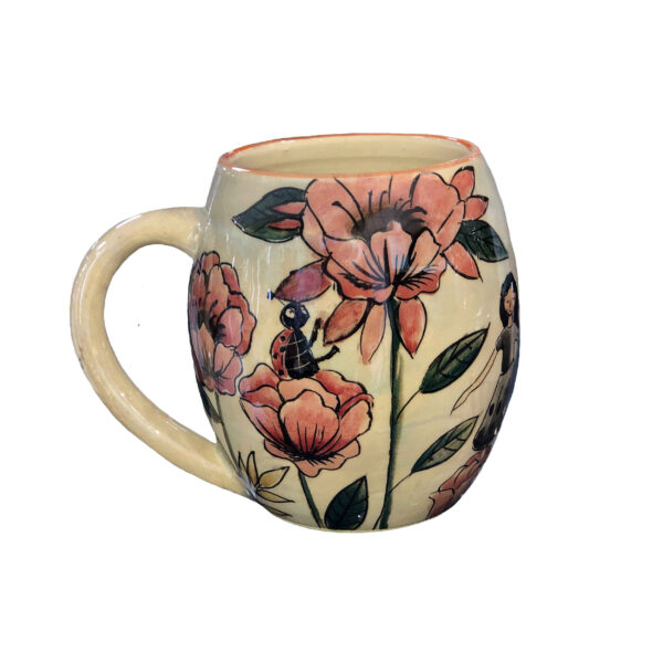 Pottery Mug - Handcrafted Ideal for Tea & Coffee with Flower Design